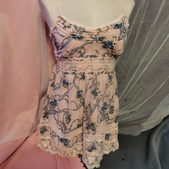 Ank Rouge Size Small Pink Camisole Mini Dress Cami Lace Summer Party Pastel Y2K - Picture 6 of 16